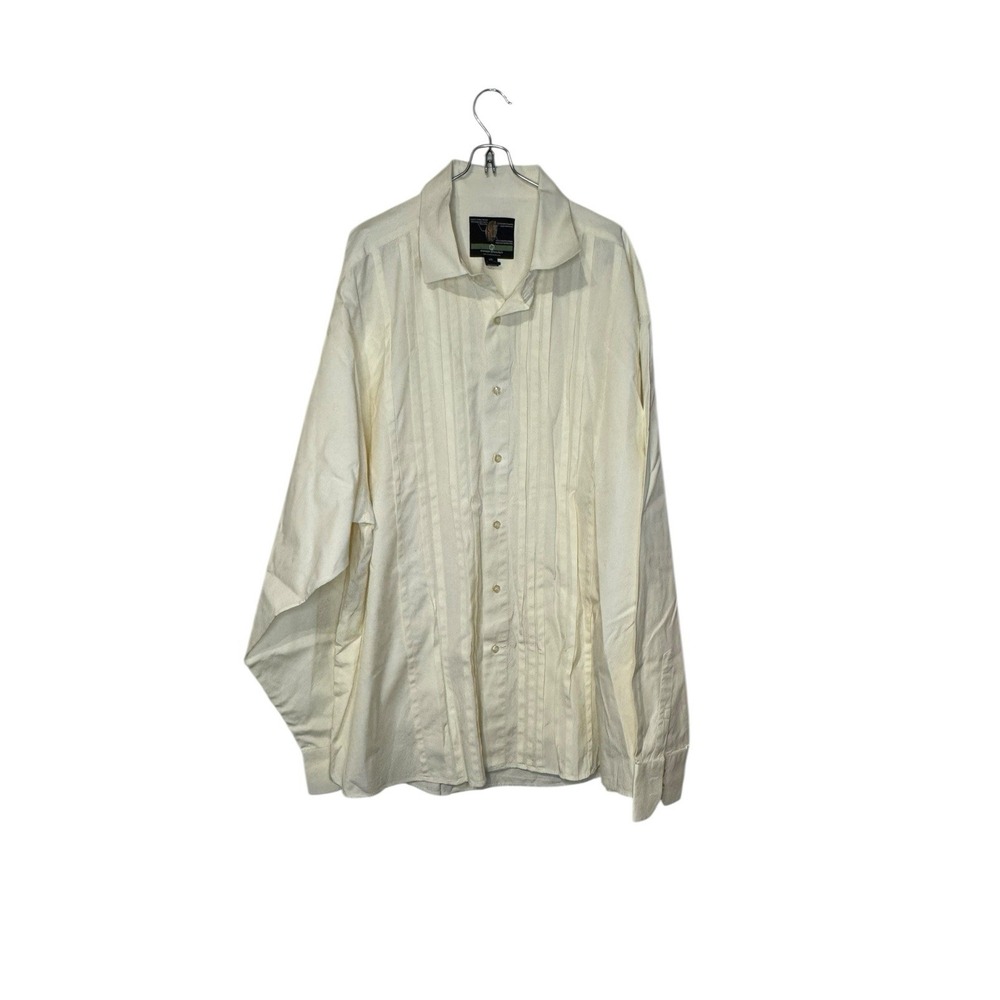 Maezan Men's Dress Shirt Embroidered Tuxedo‎ Button-Up Long Sleeve Beige 3XL
